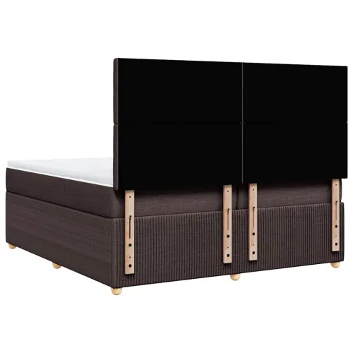 Boxspring - Krevet s oprugama i madracem tamnosmeđi 200x200 cm od tkanine - Tamno smeđa 200 x 200 cm gumbi Tamno smeđa Cijena