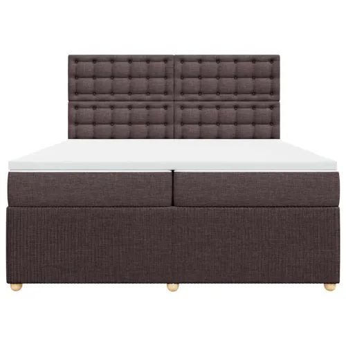 Boxspring - Krevet s oprugama i madracem tamnosmeđi 200x200 cm od tkanine - Tamno smeđa 200 x 200 cm gumbi Tamno smeđa Cijena