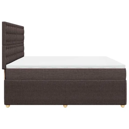 Boxspring - Krevet s oprugama i madracem tamnosmeđi 200x200 cm od tkanine - Tamno smeđa 200 x 200 cm gumbi Tamno smeđa Cijena