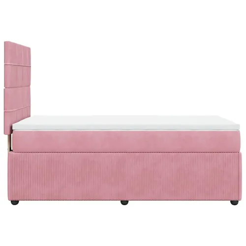 Box spring krevet s madracem ružičasti 90x190 cm baršunasti - Ružičasta 90 x 190 cm Blok s kvadratima Ružičasta Cijena