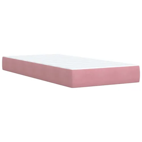 Box spring krevet s madracem ružičasti 90x190 cm baršunasti - Ružičasta 90 x 190 cm Blok s kvadratima Ružičasta Cijena