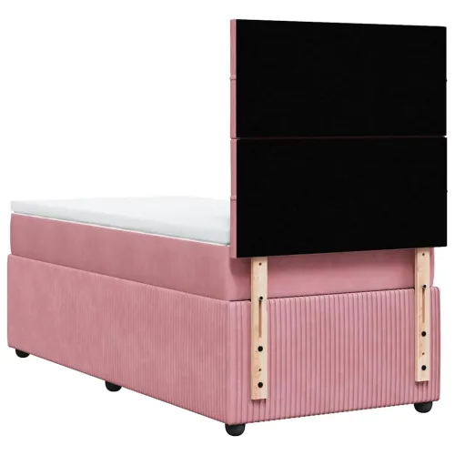 Box spring krevet s madracem ružičasti 90x190 cm baršunasti - Ružičasta 90 x 190 cm Blok s kvadratima Ružičasta Cijena