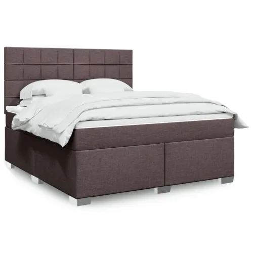 Boxspring - Krevet s oprugama i madracem tamnosmeđi 180x200 cm tkanina - Tamno smeđa 180 x 200 cm Blok s kvadratima Tamno smeđa Cijena