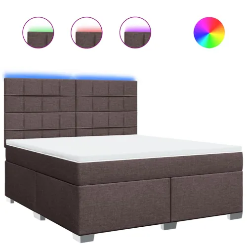 Boxspring - Krevet s oprugama i madracem tamnosmeđi 180x200 cm tkanina - Tamno smeđa 180 x 200 cm Blok s kvadratima Tamno smeđa Cijena