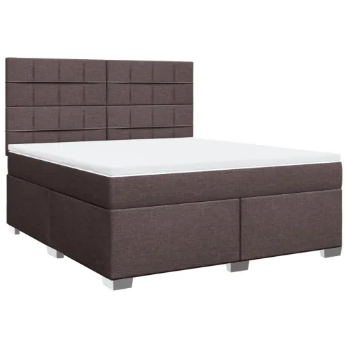 Boxspring - Krevet s oprugama i madracem tamnosmeđi 180x200 cm tkanina - Tamno smeđa 180 x 200 cm Blok s kvadratima Tamno smeđa Cijena