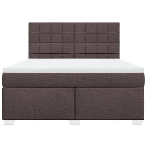 Boxspring - Krevet s oprugama i madracem tamnosmeđi 180x200 cm tkanina - Tamno smeđa 180 x 200 cm Blok s kvadratima Tamno smeđa Cijena