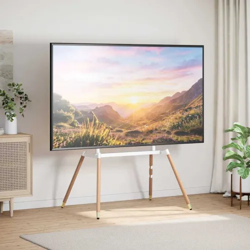 TV stalak za zaslon od 37-86 inča maks. VESA 400 x 600 mm 60 kg - Bijelo i prirodno svijetlo drvo 1 s 4 noge Bijelo i prirodno d Cijena