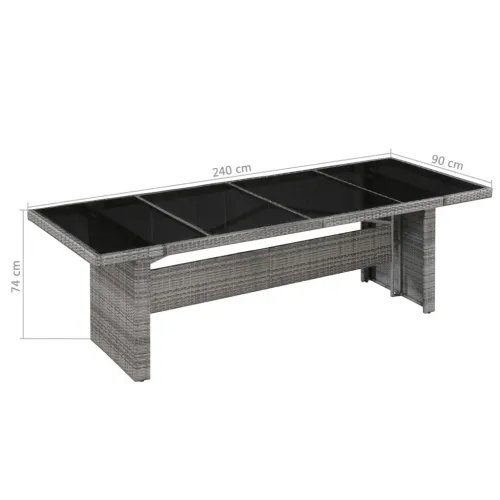 Vrtni stol od poliratana i stakla 240 x 90 x 74 cm - Siva i crna 1 Siva i crna Cijena
