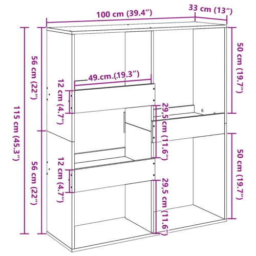 Paravan - Sobna pregrada bijela 100x33x115 cm konstruirano drvo - Bijela 1 115 cm Cijena