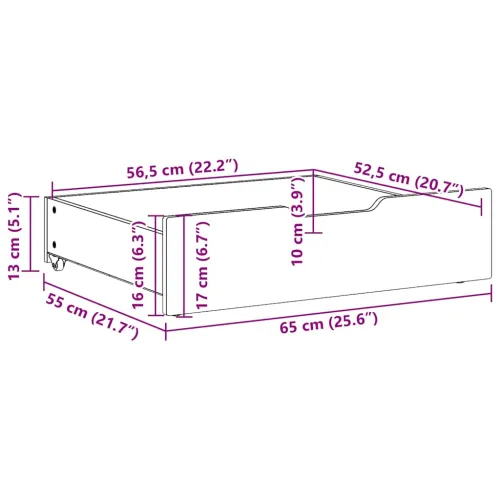 Ladice ispod kreveta 2 kom bijele 65x55x17 cm od borovine - Bijela 65 x 55 x 16 cm Cijena