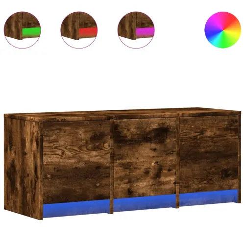 TV ormarić s LED svjetlima boja hrasta 97x34x40 cm drveni - Dimljeni hrast 97 cm Cijena