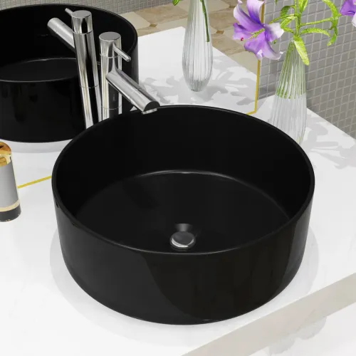 Keramički okrugli Lavabo - Umivaonik 40 x 15 cm crni - Crna Crna Cijena