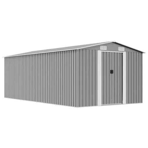 Vrtna kućica - Vrtno spremište 257 x 489 x 181 cm metalno sivo - Siva 257 x 489 x 181 cm Cijena