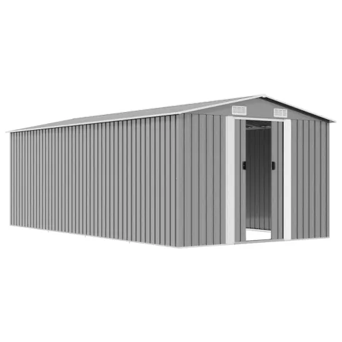 Vrtna kućica - Vrtno spremište 257 x 489 x 181 cm metalno sivo - Siva 257 x 489 x 181 cm Cijena
