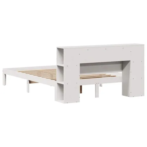 Krevet s regalom z knjige bez madraca bijeli 135x190cm borovina - Bijela 135 x 190 cm Cijena