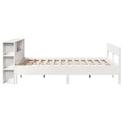 Krevet s regalom z knjige bez madraca bijeli 150x200cm borovina - Bijela 150 x 200 cm Cijena
