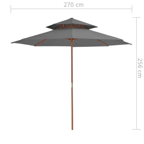 Dvoslojni suncobran s drvenim stupom 270 cm antracit - Antracit Cijena