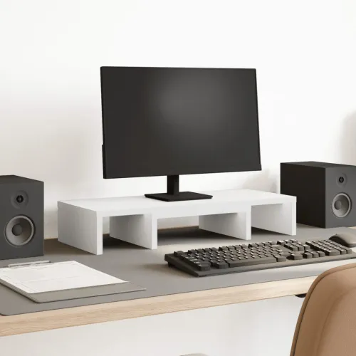 Stalak za monitor podesivi bijeli 60 x 24 x 10,5 cm drveni - Bijela 60 x 24 x 10.5 cm Bijela 60 x 24 x 10.5 cm Cijena