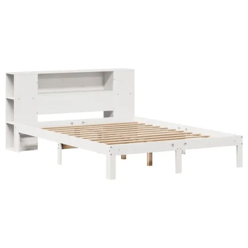Krevet s regalom z knjige bez madraca bijeli 150x200cm borovina - Bijela 150 x 200 cm Cijena