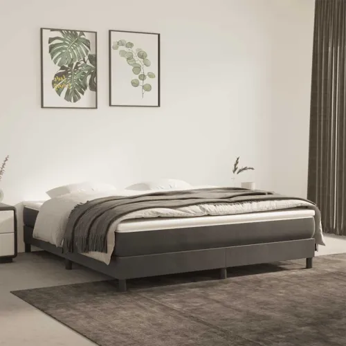 Madrac s oprugama srednje tvrdoće tamnosivi 160x220x20 cm baršunasti - Tamnosiva 160 x 220 cm Cijena