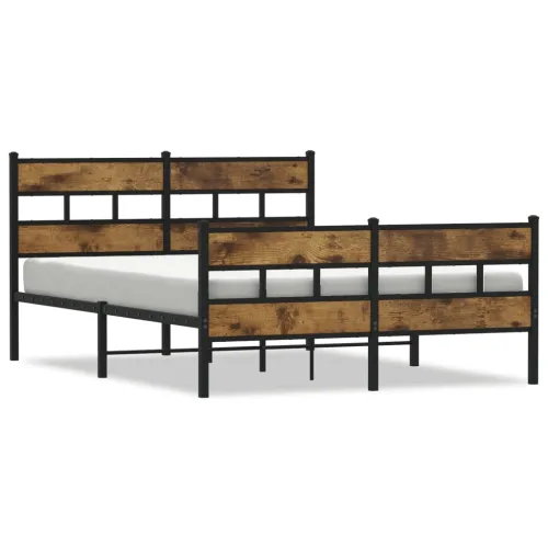 Metalni okvir kreveta bez madraca boja hrasta 150 x 200 cm - Dimljeni hrast 150 x 200 cm s uzglavljem i podnožjem Cijena