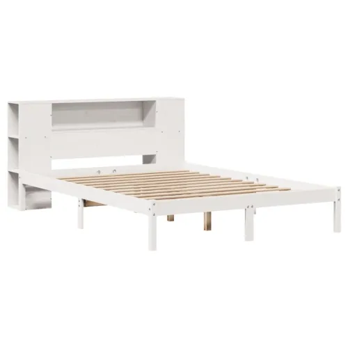 Krevet s regalom z knjige bez madraca bijeli 150x200cm borovina - Bijela 150 x 200 cm Cijena