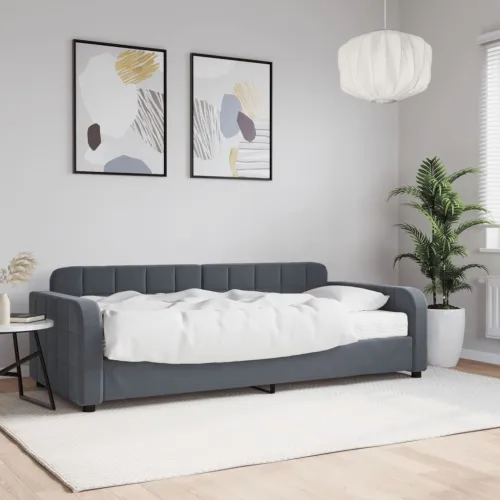 Dnevni krevet s madracem tamnosivi 90 x 200 cm baršunasti - Tamno siva 90 x 200 cm s madracem Cijena