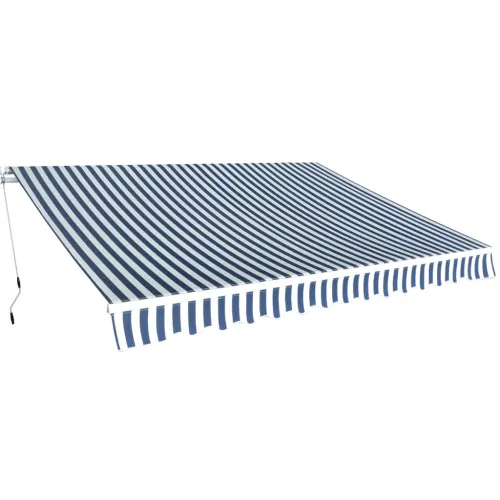 Sklopiva tenda na ručno upravljanje 350 cm crno-bijela - Plava i bijela 350 cm Cijena