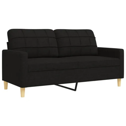 2-dijelni set sofa crni od tkanine - Crna Bez oslonca za noge Cijena