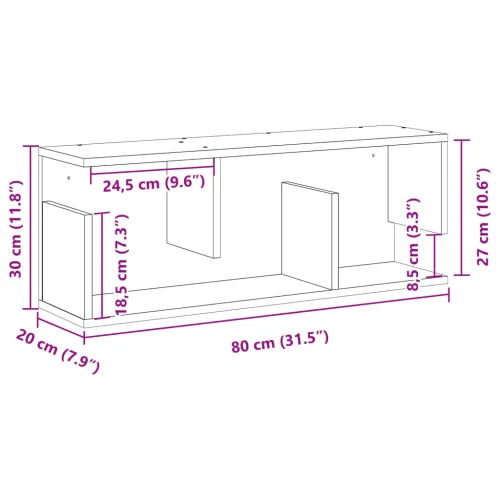 Zidni ormarić crni 80x20x30 cm od konstruiranog drva - Crna 80 x 20 x 30 cm 1 1 Cijena
