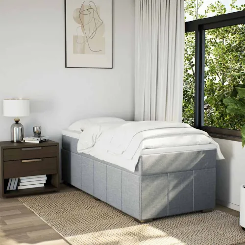 Boxspring - Krevet s oprugama i madracem svjetlosivi 100x200 cm od tkanine - Svjetlosiva 100 x 200 cm Cijena