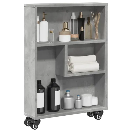 Uska kolica za pohranu boja betona 48x13x68cm konstruirano drvo - Beton siva Cijena