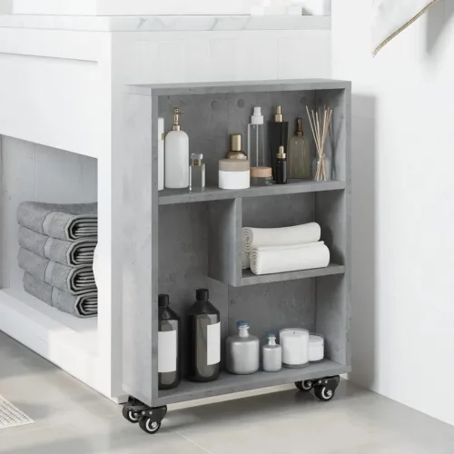 Uska kolica za pohranu boja betona 48x13x68cm konstruirano drvo - Beton siva Cijena