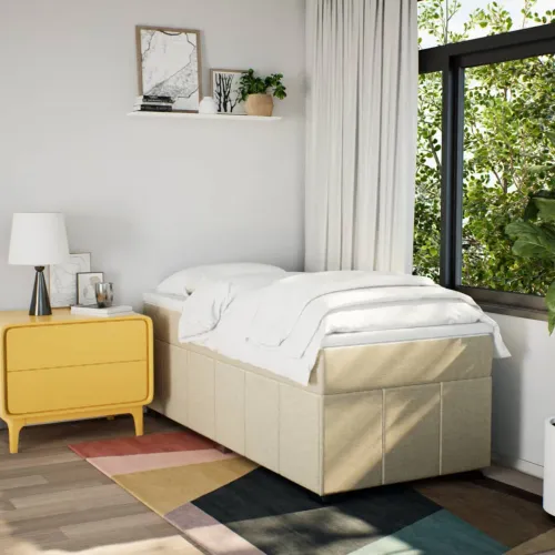 Boxspring - Krevet s oprugama i madracem krem 90 x 200 cm od tkanine - Krema 90 x 200 cm Cijena