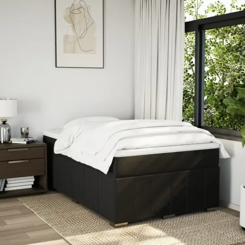 Krevet box spring s madracem crni 120 x 190 cm od tkanine - Crna 120 x 190 cm Cijena
