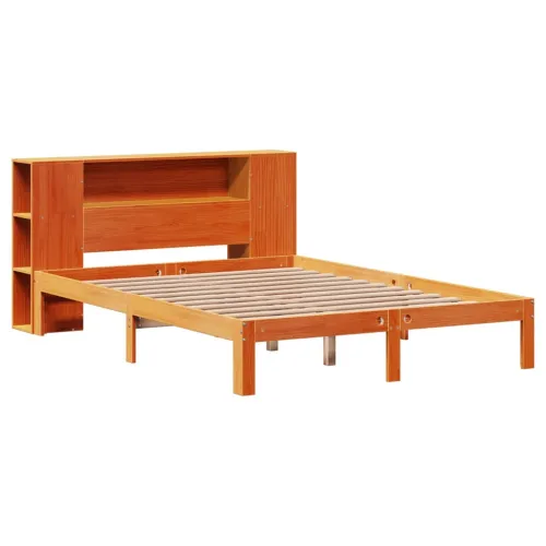 Krevet s regalom za knjige bez madraca 140 x 190 cm od borovine - Voštano smeđa 140 x 190 cm Cijena