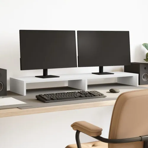 Stalak za monitor bijeli 100 x 27 x 10 cm od konstruiranog drva - Bijela 100 x 27 x 10 cm Bijela 100 x 27 x 10 cm Cijena
