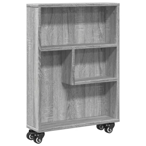 Uska kolica za pohranu boja hrasta 48x13x68cm konstruirano drvo - Sivi hrast sonoma Cijena