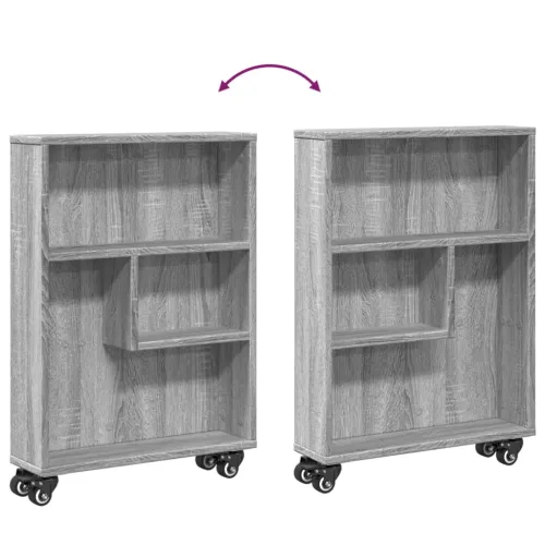 Uska kolica za pohranu boja hrasta 48x13x68cm konstruirano drvo - Sivi hrast sonoma Cijena