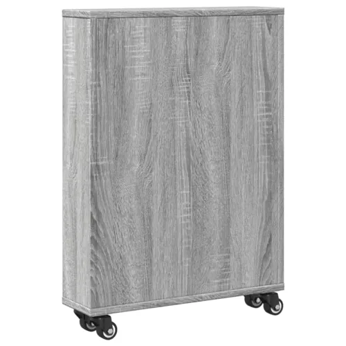Uska kolica za pohranu boja hrasta 48x13x68cm konstruirano drvo - Sivi hrast sonoma Cijena