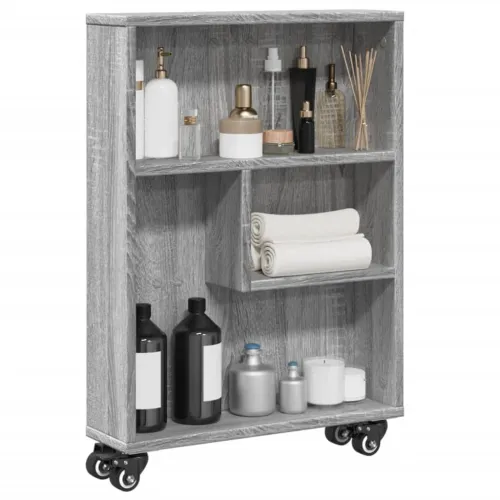 Uska kolica za pohranu boja hrasta 48x13x68cm konstruirano drvo - Sivi hrast sonoma Cijena