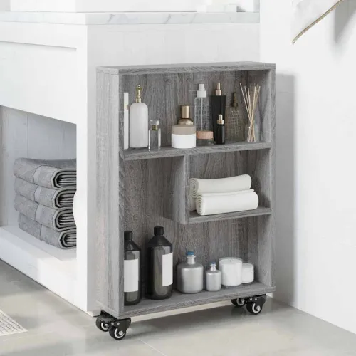 Uska kolica za pohranu boja hrasta 48x13x68cm konstruirano drvo - Sivi hrast sonoma Cijena