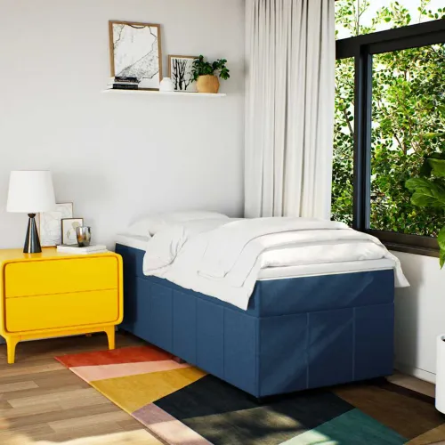 Boxspring - Krevet s oprugama i madracem plavi 100 x 200 cm od tkanine - Plava 100 x 200 cm Cijena