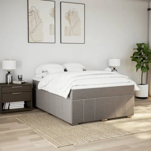 Boxspring - Krevet s oprugama i madracem smeđesivi 160x200 cm tkanina - Sivo-smeđa 160 x 200 cm Cijena