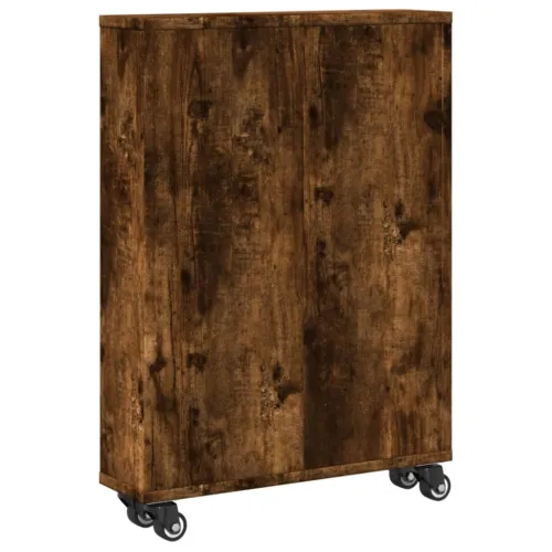 Uska kolica za pohranu boja hrasta 48x13x68cm konstruirano drvo - Dimljeni hrast Cijena