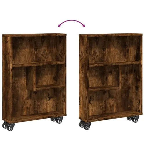 Uska kolica za pohranu boja hrasta 48x13x68cm konstruirano drvo - Dimljeni hrast Cijena