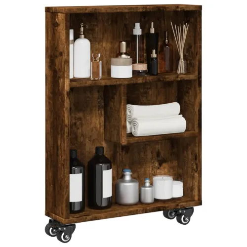 Uska kolica za pohranu boja hrasta 48x13x68cm konstruirano drvo - Dimljeni hrast Cijena