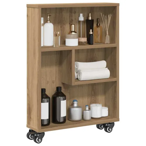 Uska kolica za pohranu boja hrasta 48x13x68cm konstruirano drvo - Artisian oak Cijena