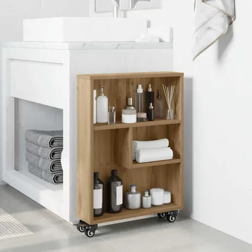 Uska kolica za pohranu boja hrasta 48x13x68cm konstruirano drvo - Artisian oak Cijena