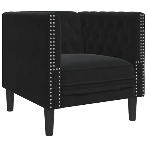 3-dijelni set sofa Chesterfield crni baršunasti - Crna 3 Cijena